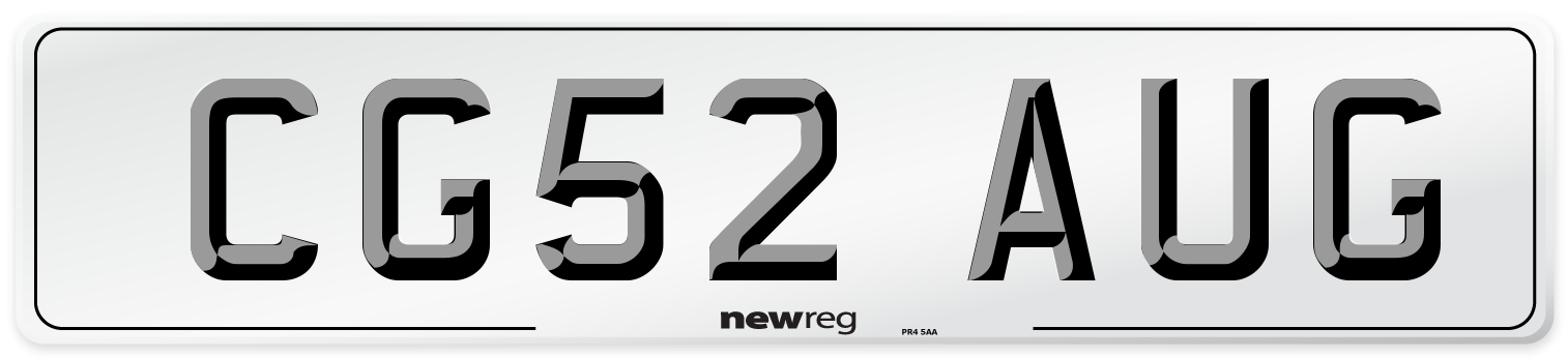 CG52 AUG Number Plate from New Reg